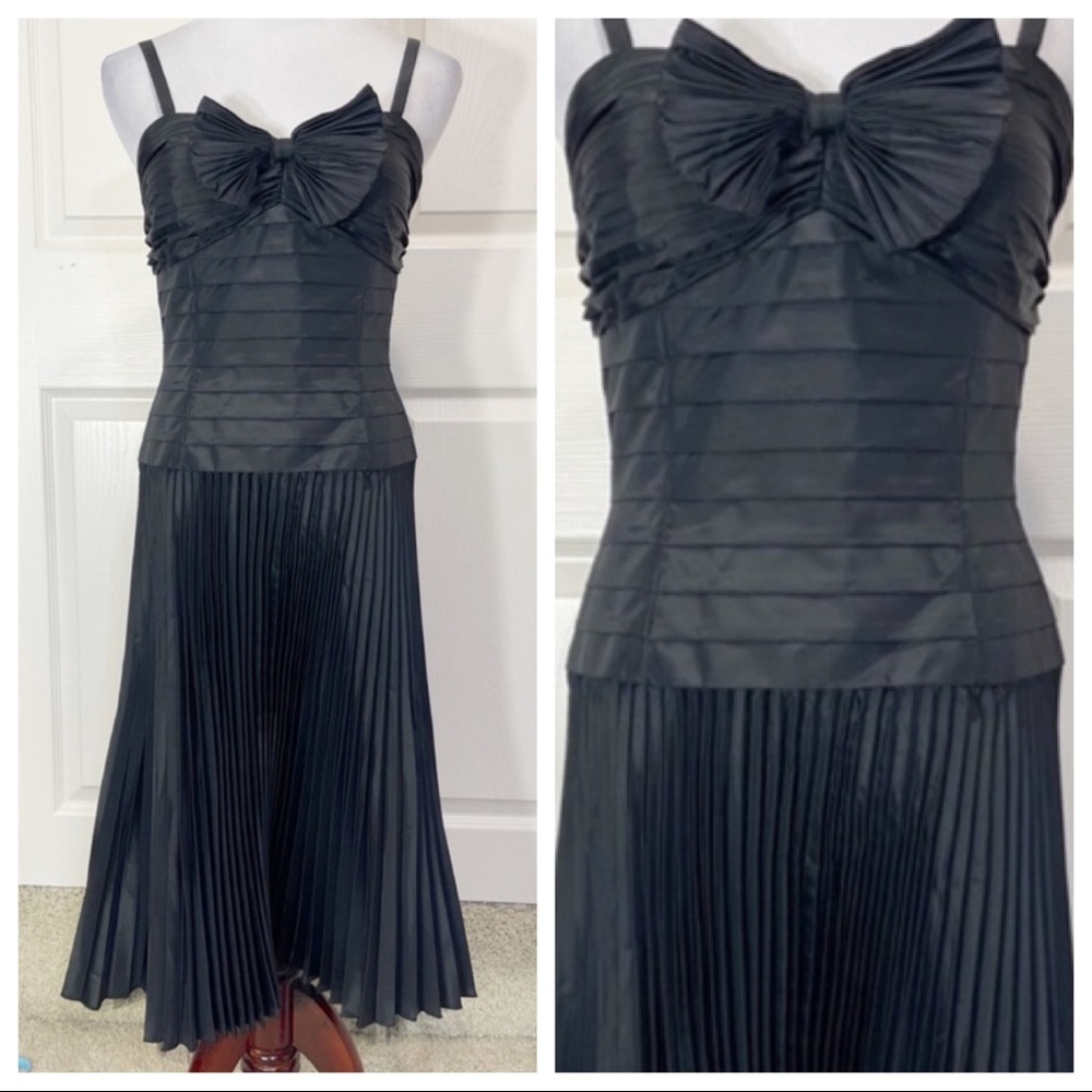 BCBG Paris black pleated bow dress